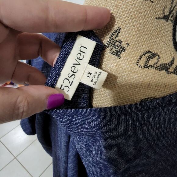 52seven denim chambray Linen Blend dress With Pockets plus size 1X new!!! - Picture 4 of 7